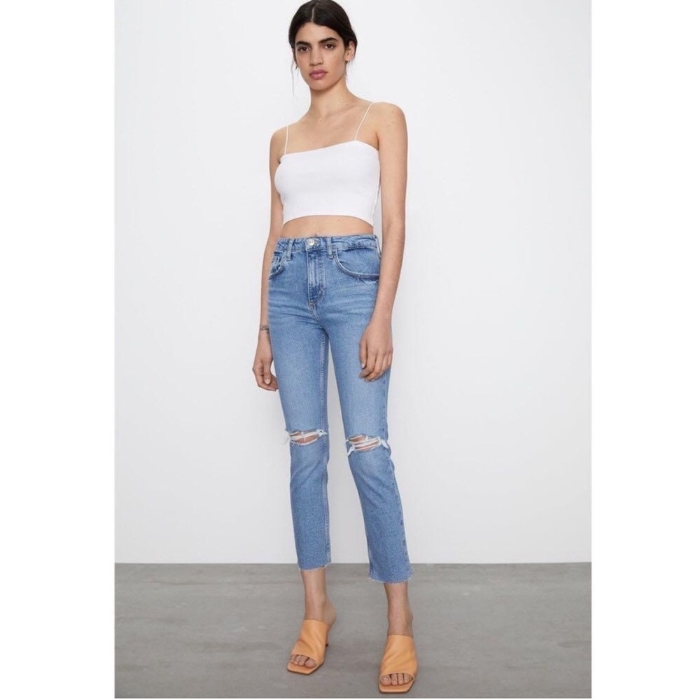 Zara Slim Fit High Waist Jeans with Rip